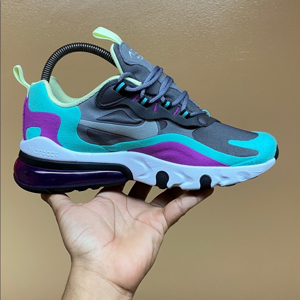 Nike Air Max 270 React Women’s Running Sneakers Gunsmoke Aurora SZ 8 BQ0103-007 - Picture 7 of 16